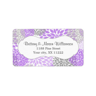 Lavender Gray Dahlia Wedding Bridal Baby Dusche Adressaufkleber