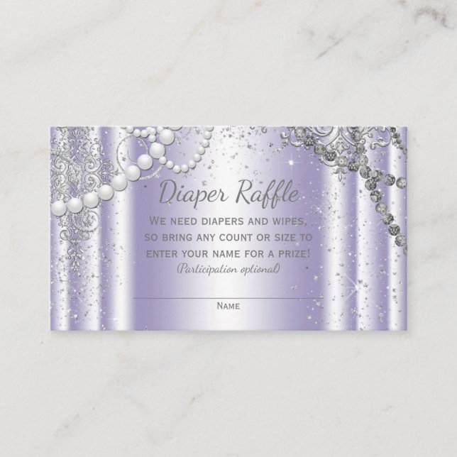 Lavender Gray Diaper Raffles Tickets Begleitkarte (Vorderseite)