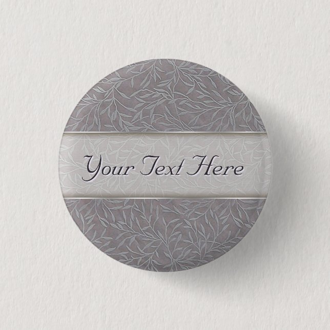 Lavender Gray Embossed Leaf Vines Button (Vorderseite)
