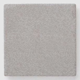 Lavender Gray Embossed Leaf Vines Steinuntersetzer