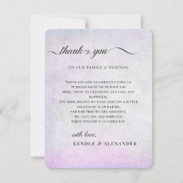 Lavender Gray Empfang Table Vielen Dank Dankeskarte