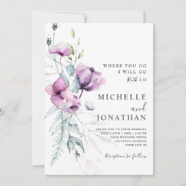 Lavender Gray Floral Bible Verse Christliche Hochz Einladung