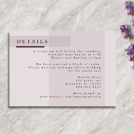 Lavender Gray Neutral Minimalistisch Wedding Begleitkarte