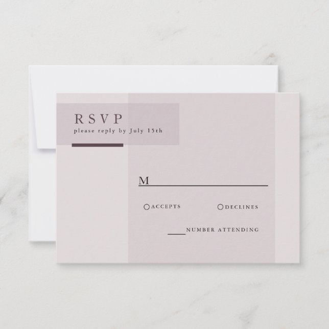 Lavender Gray Neutral Minimalistisch Wedding RSVP Karte (Vorderseite)