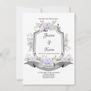 Lavender Gray Wappen Swan Wedding Einladung