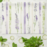 Lavender Green Stripes Floral Geschirrtuch<br><div class="desc">Lavender Green Stripes Floral</div>