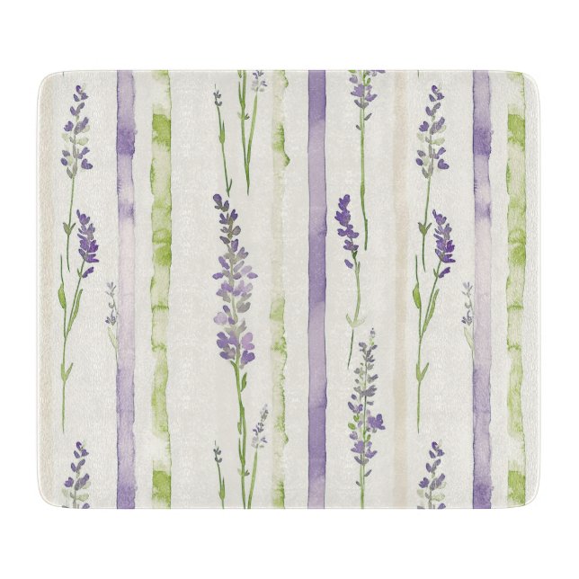 Lavender Green Stripes Floral   Schneidebrett (Vorderseite)