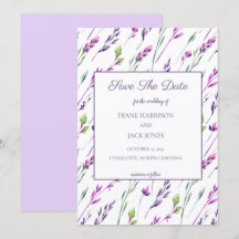Lavender & Green Watercolor Save the Date Hochzeit