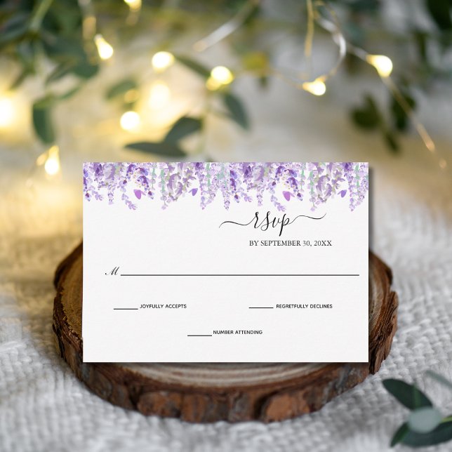 Lavender Greenery Floral Botanial Elegant Wedding RSVP Karte (Lavender Floral Botanical Elegant Wedding RSVP card)