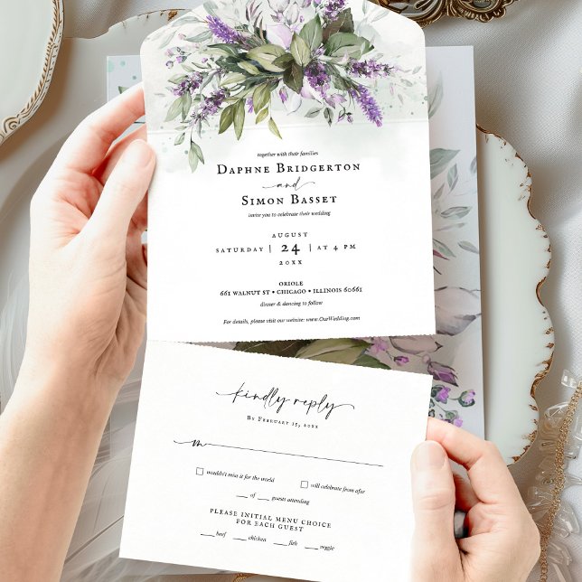 Lavender Greenery Script All in One Wedding Einlad Einladung (Von Creator hochgeladen)