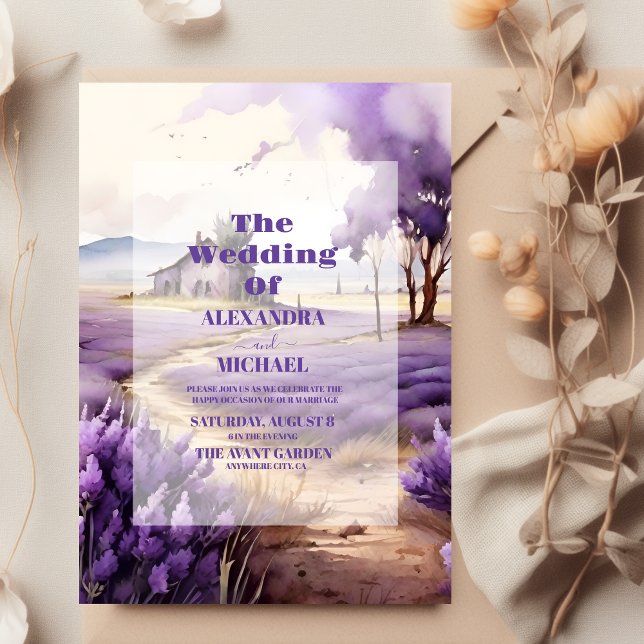 Lavender Greenery Wedding Einladung (Von Creator hochgeladen)