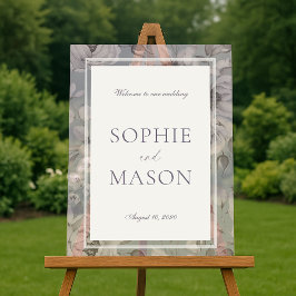 Lavender Grey Floral Acrylic Wedding Welcome Sign