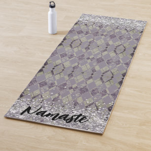 Lavender Grunge Harlequin Glitzer Namaste Custom Yogamatte