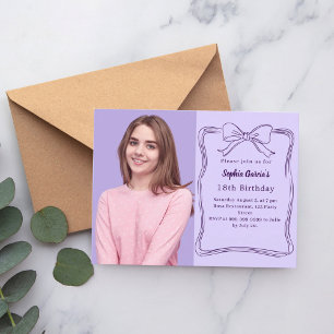 Lavender handgezeichnet Bug Foto Geburtstag Einladungspostkarte