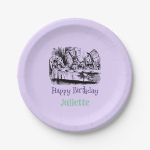 Lavender Happy Birthday Alice im Wunderland Pappteller
