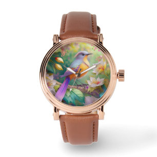 Lavender Headed Orange Breastase Fantasy Bird Armbanduhr