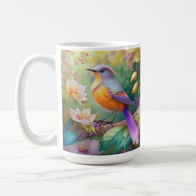 Lavender Headed Orange Breastase Fantasy Bird Kaffeetasse (Links)