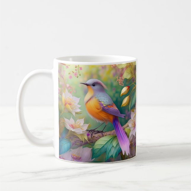 Lavender Headed Orange Breastase Fantasy Bird Kaffeetasse (Links)