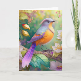 Lavender Headed Orange Breastase Fantasy Bird Karte