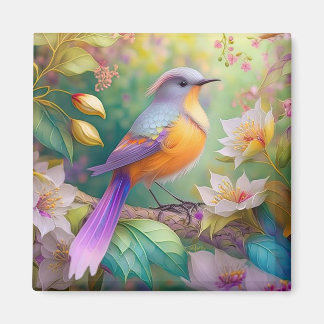 Lavender Headed Orange Breastase Fantasy Bird Magnet (Vorne)