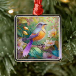 Lavender Headed Orange Breastase Fantasy Bird Ornament Aus Metall
