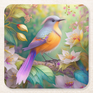 Lavender Headed Orange Breastase Fantasy Bird Rechteckiger Pappuntersetzer