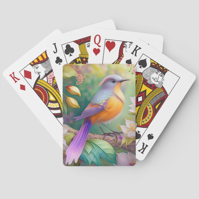 Lavender Headed Orange Breastase Fantasy Bird Spielkarten (Rückseite)