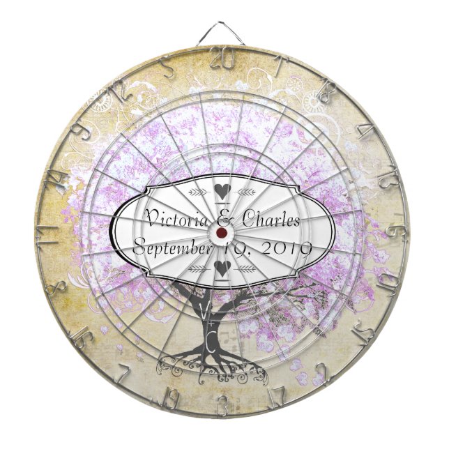 Lavender Heart Leaf Tree Wedding Dartscheibe (vorne)