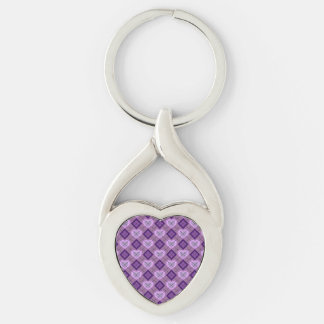 Lavender Heart Purple Diamond Argyle Pattern Schlüsselanhänger
