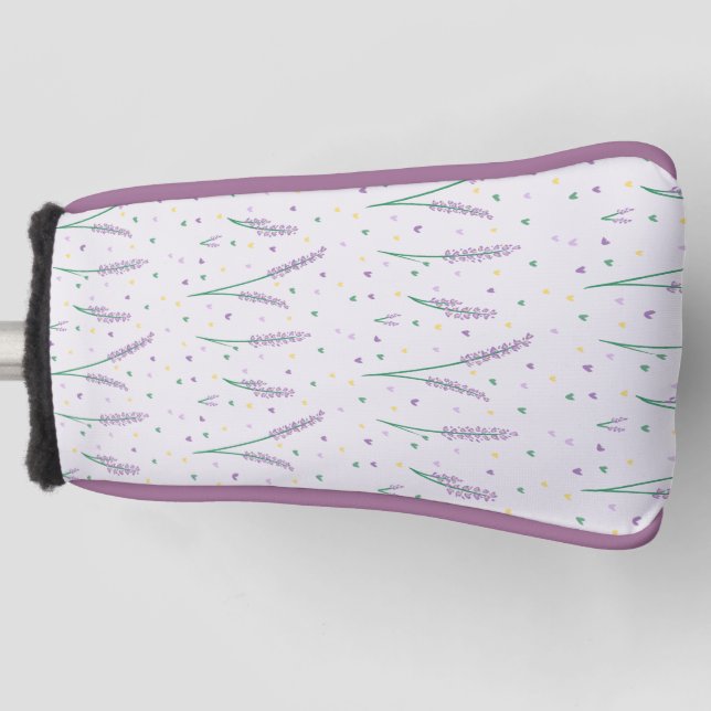 Lavender Hearts Girly Hübsch Golf Headcover (Vorderseite)