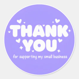 Lavender Hearts Thank You Business Sticker
