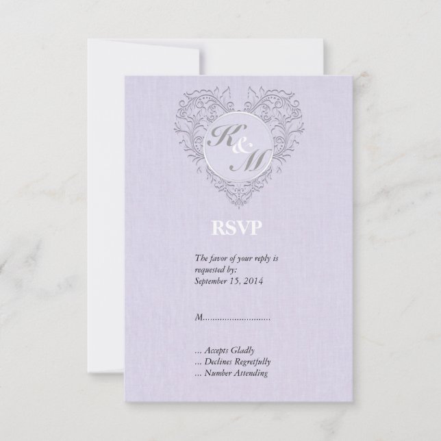 Lavender HeartyChic RSVP Karte (Vorderseite)