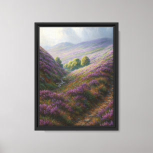 Lavender Hillside Path unter Moody Sky Leinwanddruck
