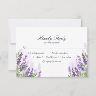 Lavender Hochzeit RSVP Karte Lila Pastel Floral