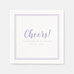 Lavender-Hochzeits-Cocktailservietten 'Cheers' Serviette
