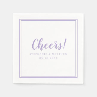 Lavender-Hochzeits-Cocktailservietten 'Cheers' Serviette