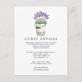 Lavender Hütte Chic Wedding Guest Details Begleitkarte