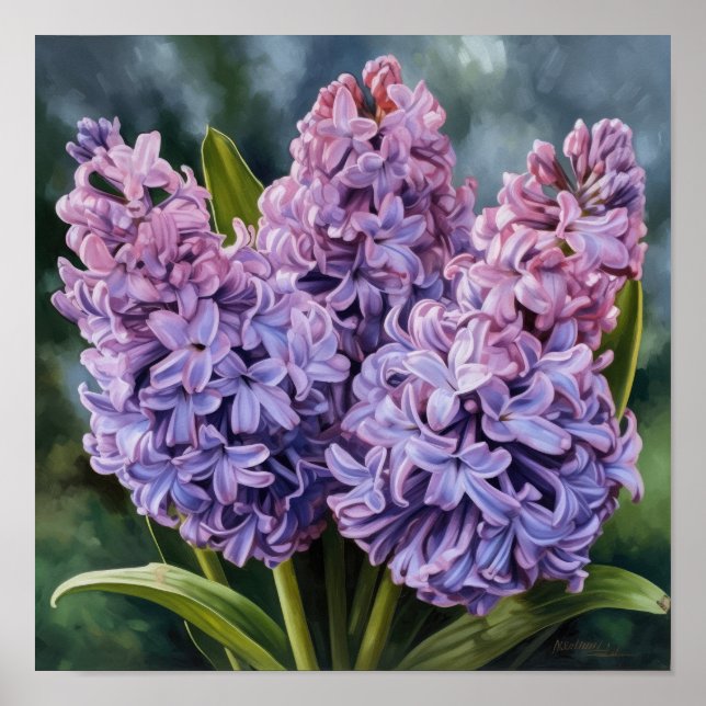 Lavender Hyacinth Flower Art Imprimer Poster (Devant)