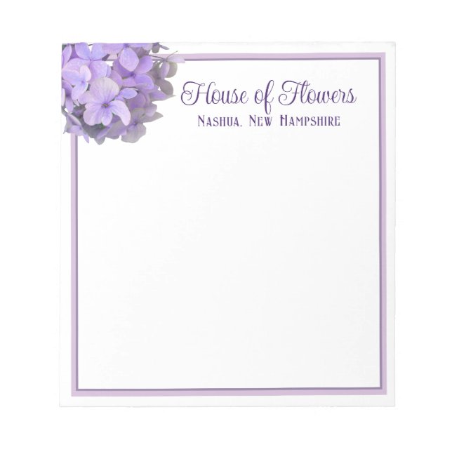 Lavender Hydrangea Business Name Notepad Notizblock (Vorderseite)