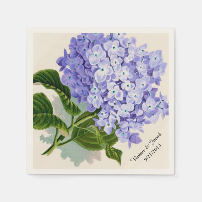 Lavender Hydrangea Custom Wedding Napkins Serviette (Vorderseite)