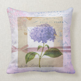 Lavender Hydrangea Vintag Collage Throw Kissen