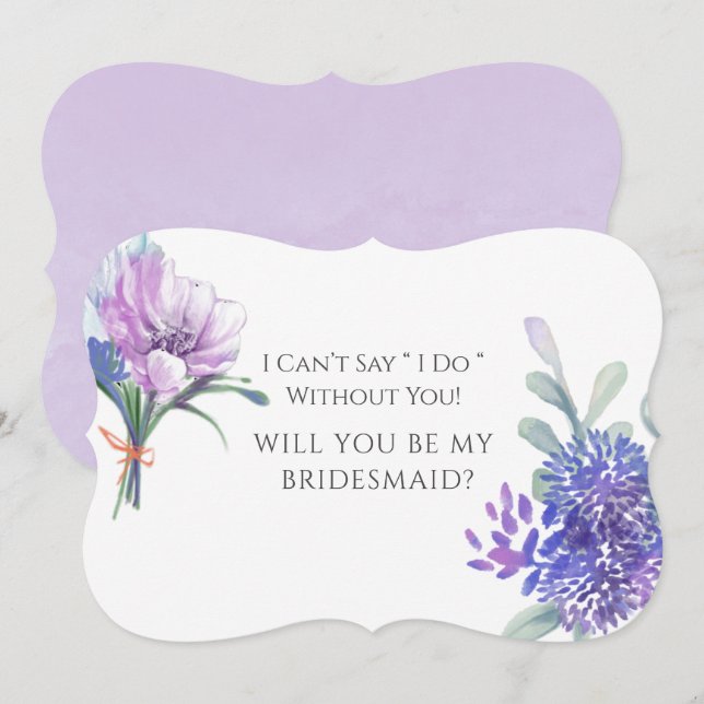 Lavender Hydrangeas werden Sie meine Bridesmaid se Einladung (Vorne/Hinten)