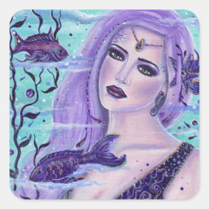 Lavender Ice Mermaid von Renee L. Lavoie Quadratischer Aufkleber