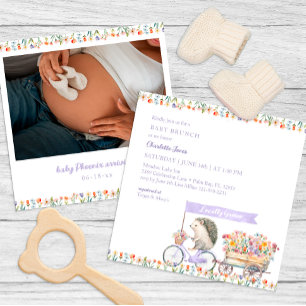 Lavender Igel Baby Dusche Foto Einladung