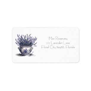 Lavender in Delft Blue Adressaufkleber