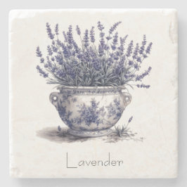 Lavender in Delft Blue anpassbar Steinuntersetzer