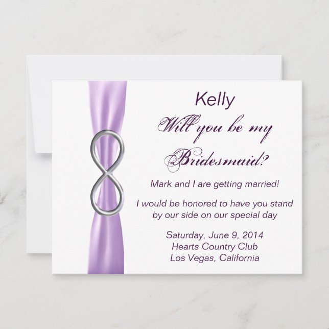 Lavender Infinity Wedding Bridesmaid Card Einladung (Vorderseite)