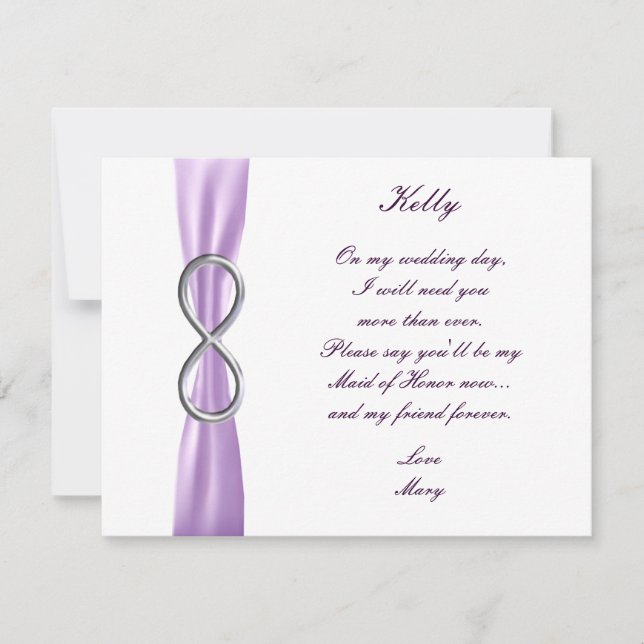 Lavender Infinity Wedding Trauzeugin Card Einladung (Vorderseite)