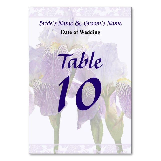 Lavender Iris Couple Wedding Supplies Tischnummer (Vorderseite)