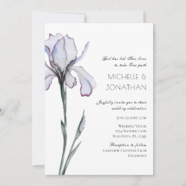 Lavender Iris Moderne Christliche Blumenhochzeit Einladung